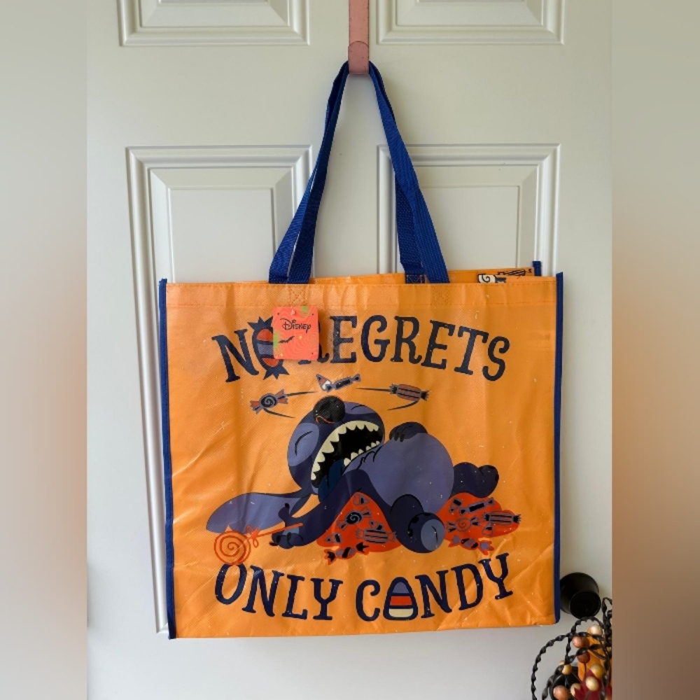 Disney Stitch Boo Jumbo Reusable Tote Bag Halloween "No Regrets Only Candy"